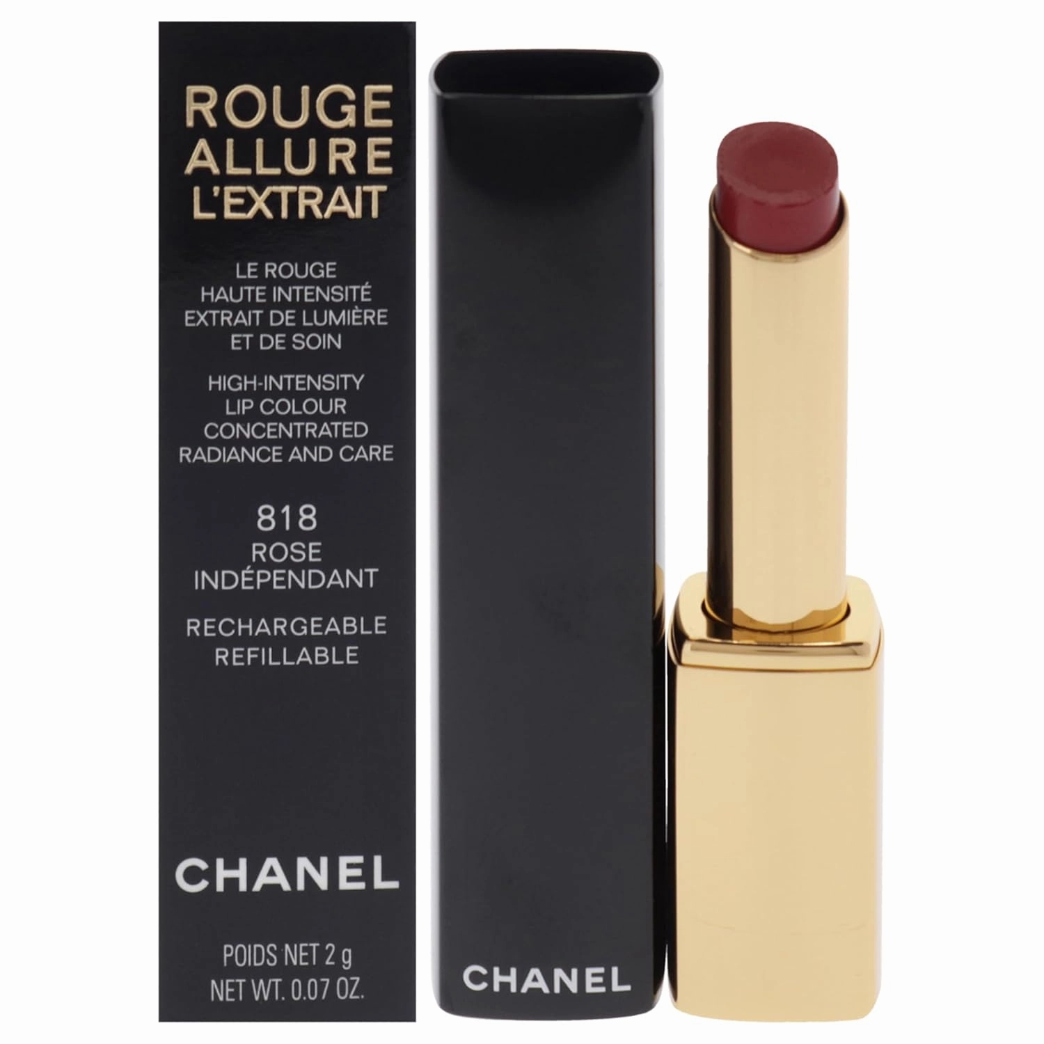Chanel Rouge Allure Lextrait Lipstick - 818 Rose Independent for Women - 0.07 oz Lipstick (Refillable)