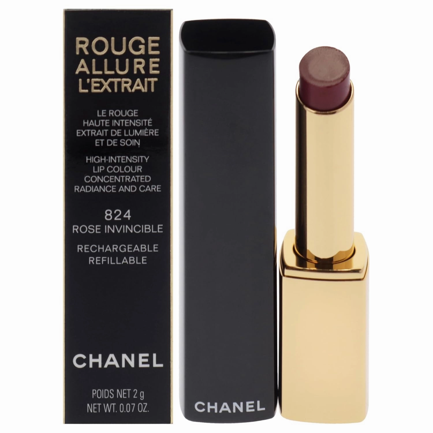 Chanel Rouge Allure Lextrait Lipstick - 824 Rose Invincible for Women - 0.07 oz Lipstick (Refillable)