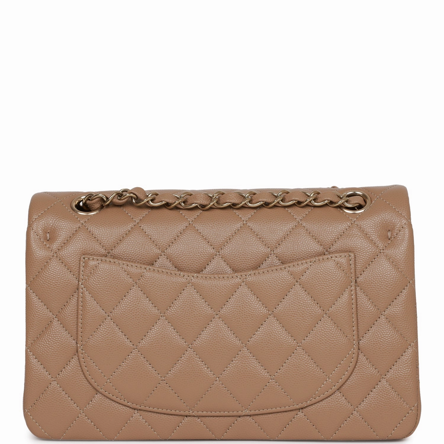 Chanel Small Classic Double Flap Dark Beige Caviar Light Gold Hardware