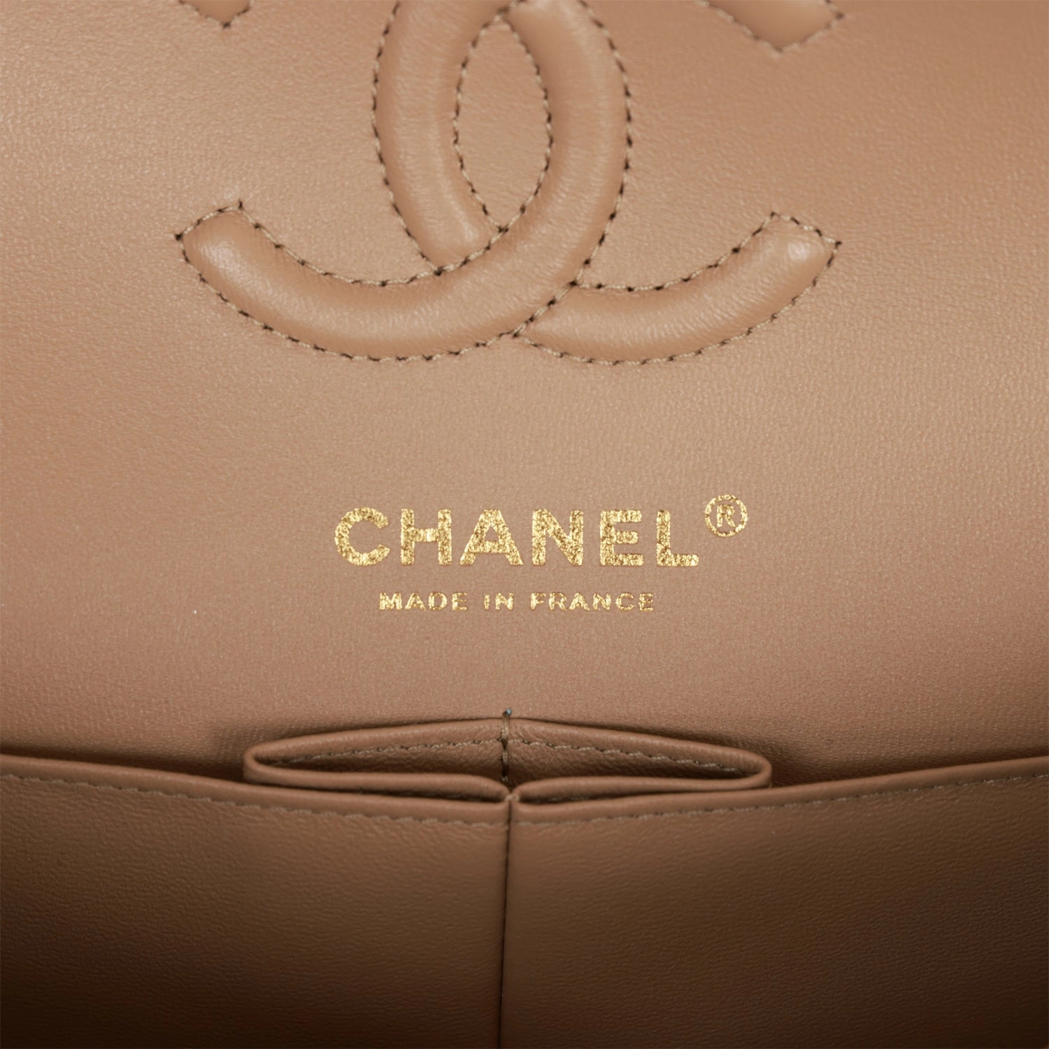 Chanel Small Classic Double Flap Dark Beige Caviar Light Gold Hardware
