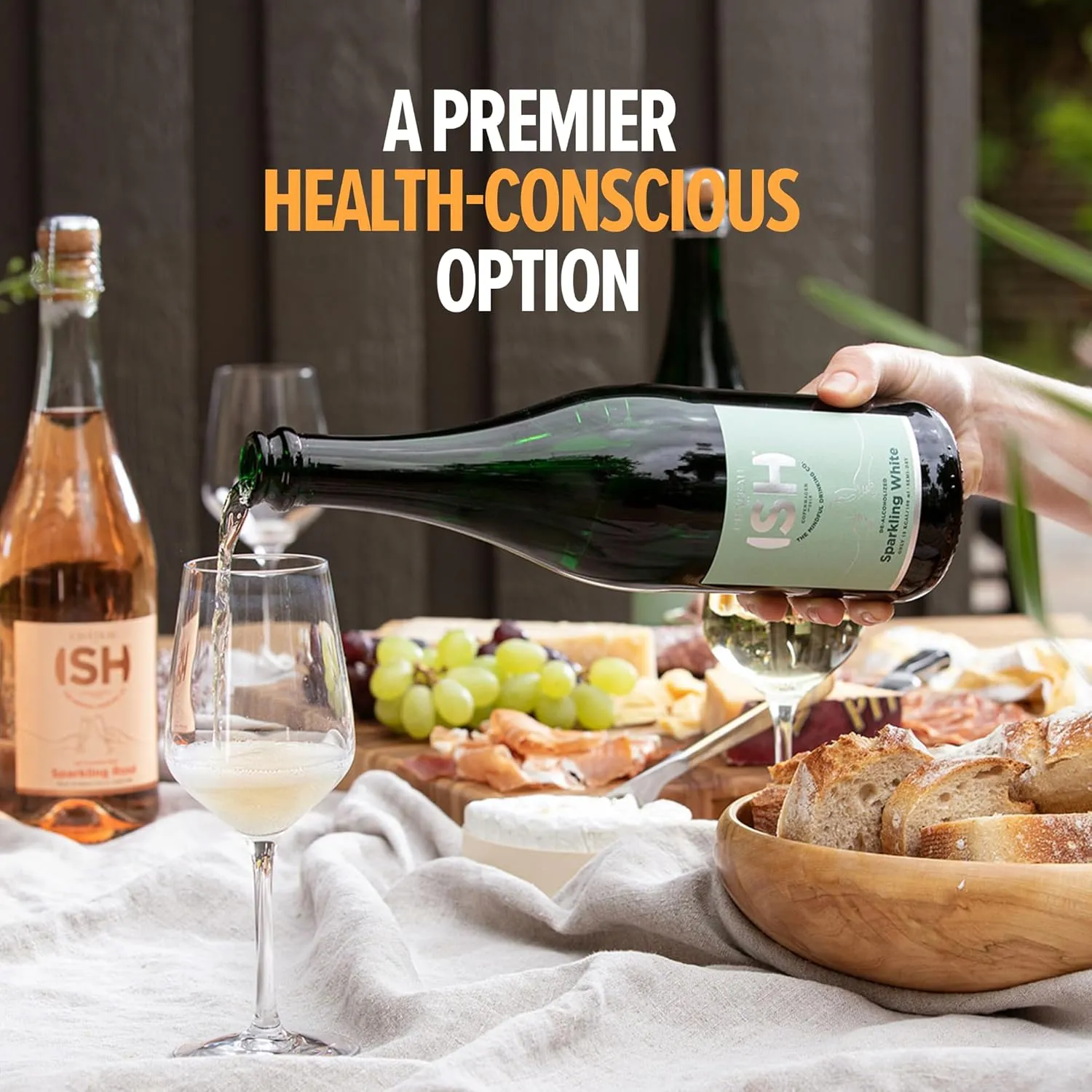 Chateau del ISH Sparkling Non Alcoholic White, Award Winning Non-Alcoholic Wine and Champagne, Gluten Free, Low Calorie, Zero Proof with Dealcoholized Pinot Blanc and Silvaner Grapes, 750 ml Bottle