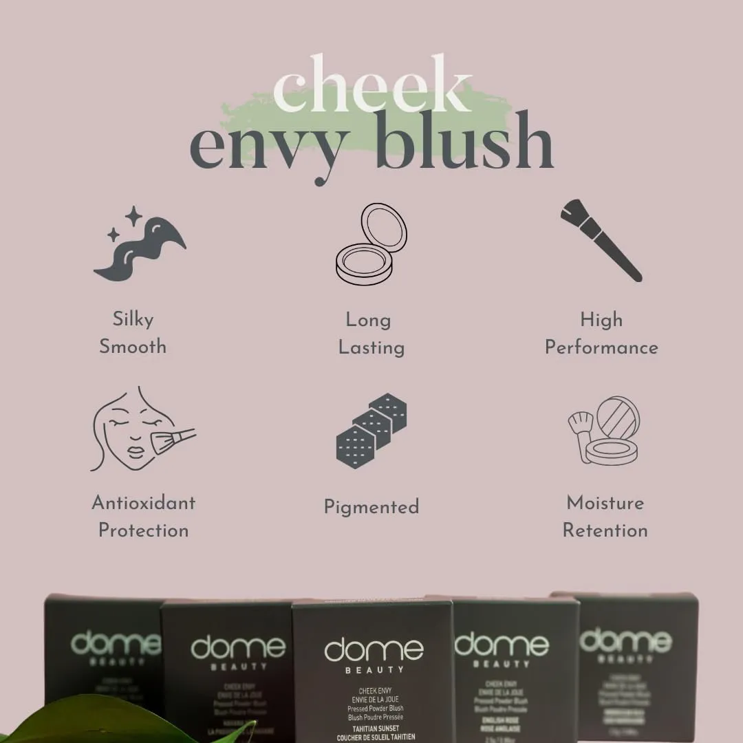 Cheek Envy Blush for Cheeks - Infused with Vitamins & Antioxidants, Long-Lasting, Buildable, Smooth Finish, Clean Beauty - Tahitian Sunset Makeup Blush Powder 0.88 oz