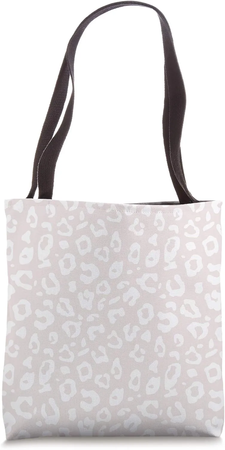 Chic Neutral Taupe & White Leopard Animal Print Pattern Tote Bag