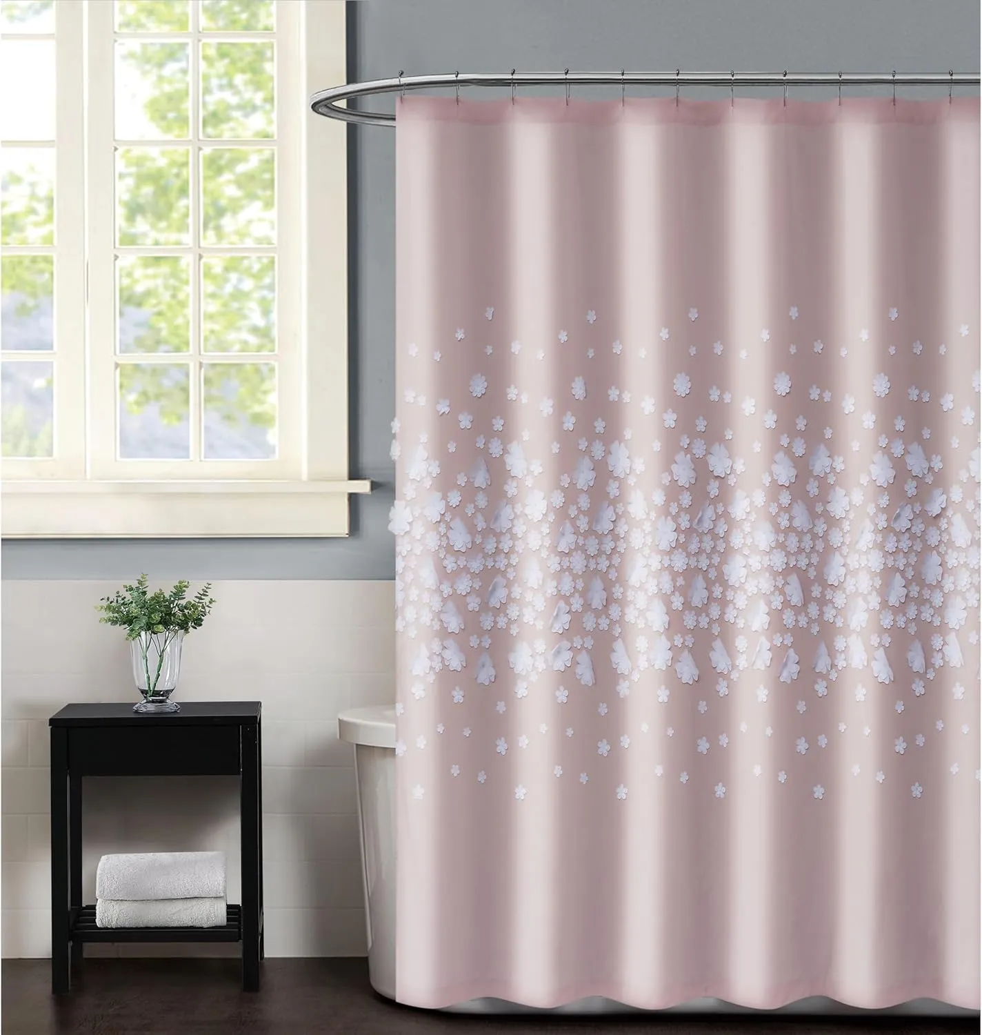 Christian Siriano NY Confetti Flowers Shower Curtain, Standard, Blush Pink, 1-Piece