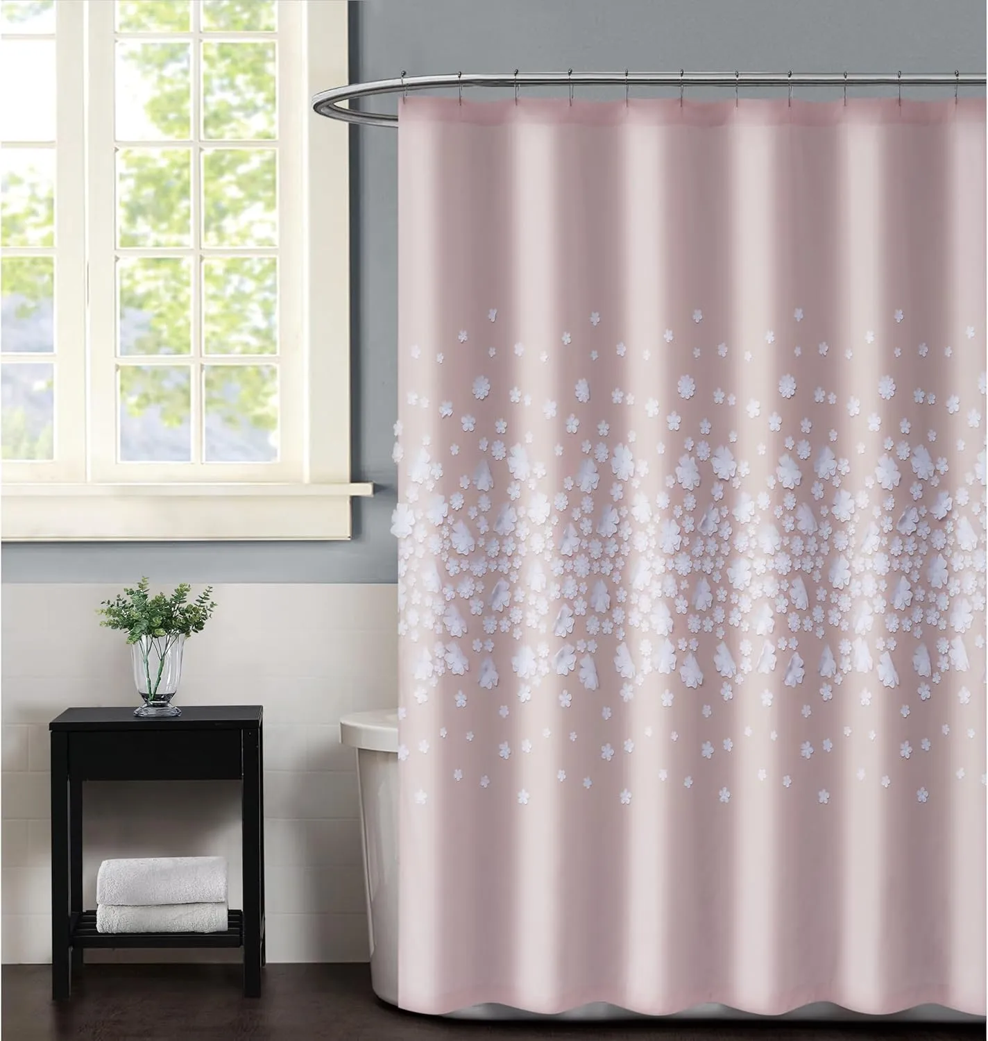 Christian Siriano NY Confetti Flowers Shower Curtain, Standard, Blush Pink, 1-Piece