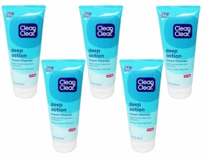 CLEAN & CLEAR Deep Action Cream Cleanser Oil-Free 6.50 oz (Pack of 5)
