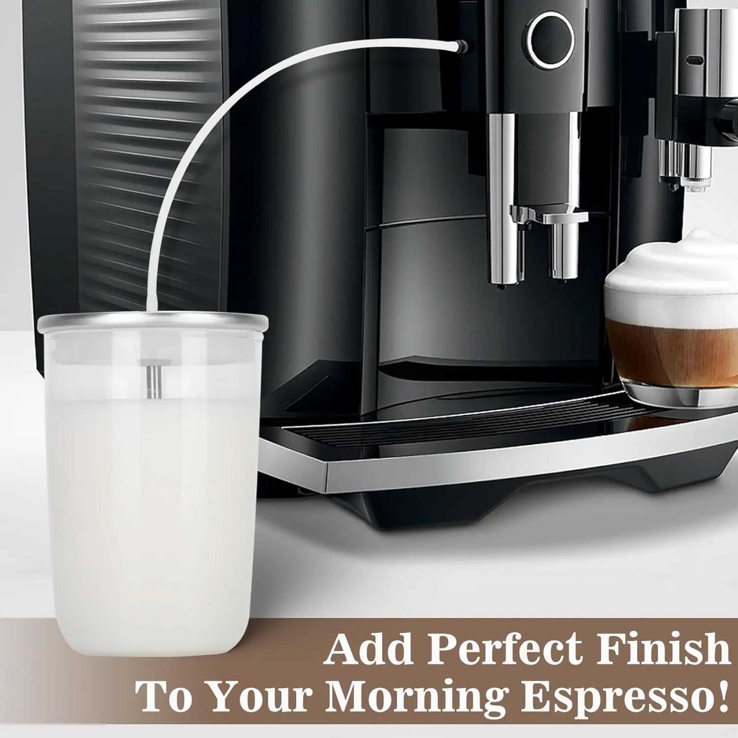 Clear Glass Milk Container for Jura,Compatible with Jura Coffee Machine Models: Z8,Z6,J6,S8, S80, E8,GIGA X8cG2/X8G2/X3cG2/X3G2/5,X8,X10,WE8,W3,X7,ENA 8,Micro 90,E6,D6,16.9oz Glass Milk Container