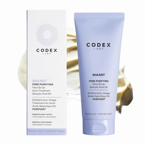 Codex Labs Shaant Pore Purifying Face Scrub - Oil Control Pore Minimizer Exfoliator - For Acne Prone, Oily Skin, All Skin Types - With 2% Salicylic Acid - Cruelty-Free, Vegan Skincare (100g)