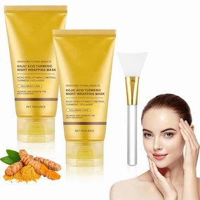 Collagen Mask, Turmeric Collagen Night Mask, Gentle Cleansing, Moisturizing,Firming Skin for All Skin Types (2PCS)
