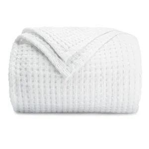 Comfy Cubs Waffle Blanket Queen, 90" x 90" - 100% Cotton Lightweight Breathable Bed Blanket - Soft Textured Thermal Weave for All Seasons – Decorative Cozy Layer for Couch, Sofa, or Bed - White