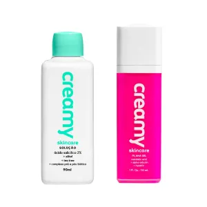 CREAMY Duo Advanced Acne Treatment | Salicylic Acid Toner   Blemish Control 7% Mandelic Gel | Anti-Acne Solution for Clear Skin | Effectively unclogs pores | Acne and Dark Spot Remover for Face.