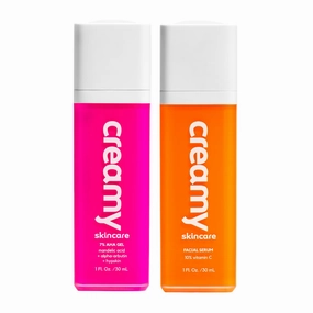 CREAMY Get Glowing Combo | Blemish Control 7% Mandelic Gel | Brightening 10% Vitamin C Serum | Even Skin Tone | Prevent Premature Aging | All Skin Types.