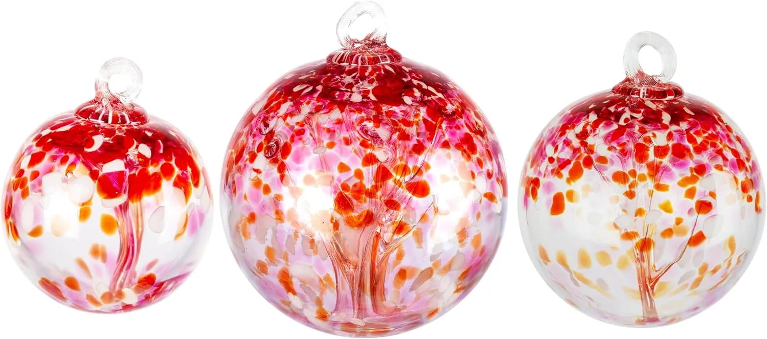Dale Tiffany Hand Blown Glass, 6" Diameter Blush, Tree of Life Collection, Witch Globe Hanging Garden Indoor/Outdoor Decorative Ornament Gazing Ball