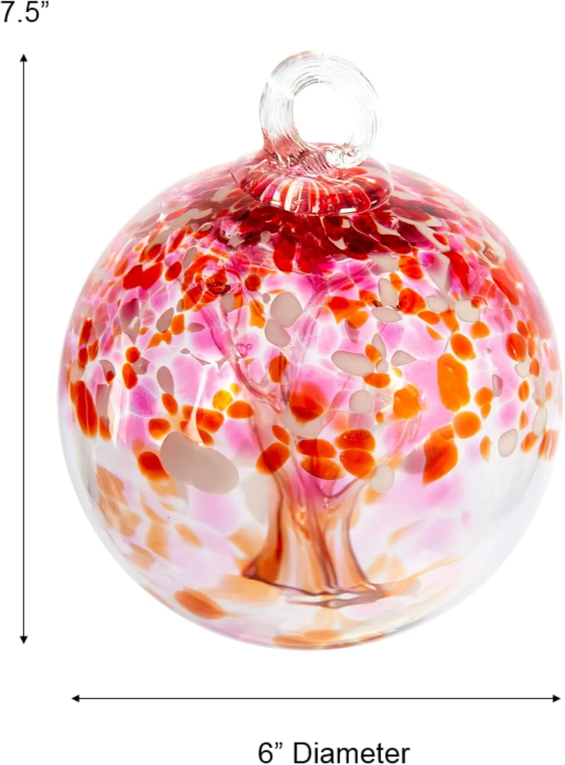 Dale Tiffany Hand Blown Glass, 6" Diameter Blush, Tree of Life Collection, Witch Globe Hanging Garden Indoor/Outdoor Decorative Ornament Gazing Ball