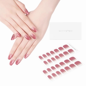 DANNI & TONI Semi Cured Gel Nail Strips Russet-Red (Cocoa Blush) Ombre Gel Nail Wraps 28 Stickers