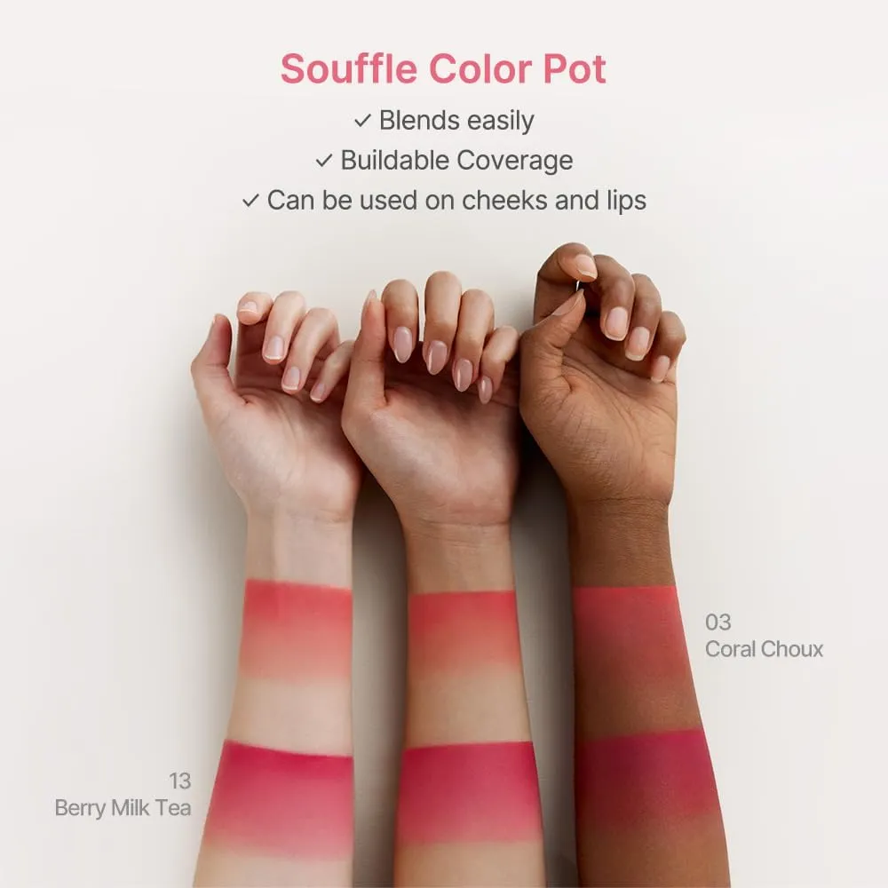 dasique Souffle Color Pot #09 Hazy Rosy – Makeup Blush, Buildable Silky-Smooth Texture, Build-In Mini Brush, Multi-Use For Cheek and Lip