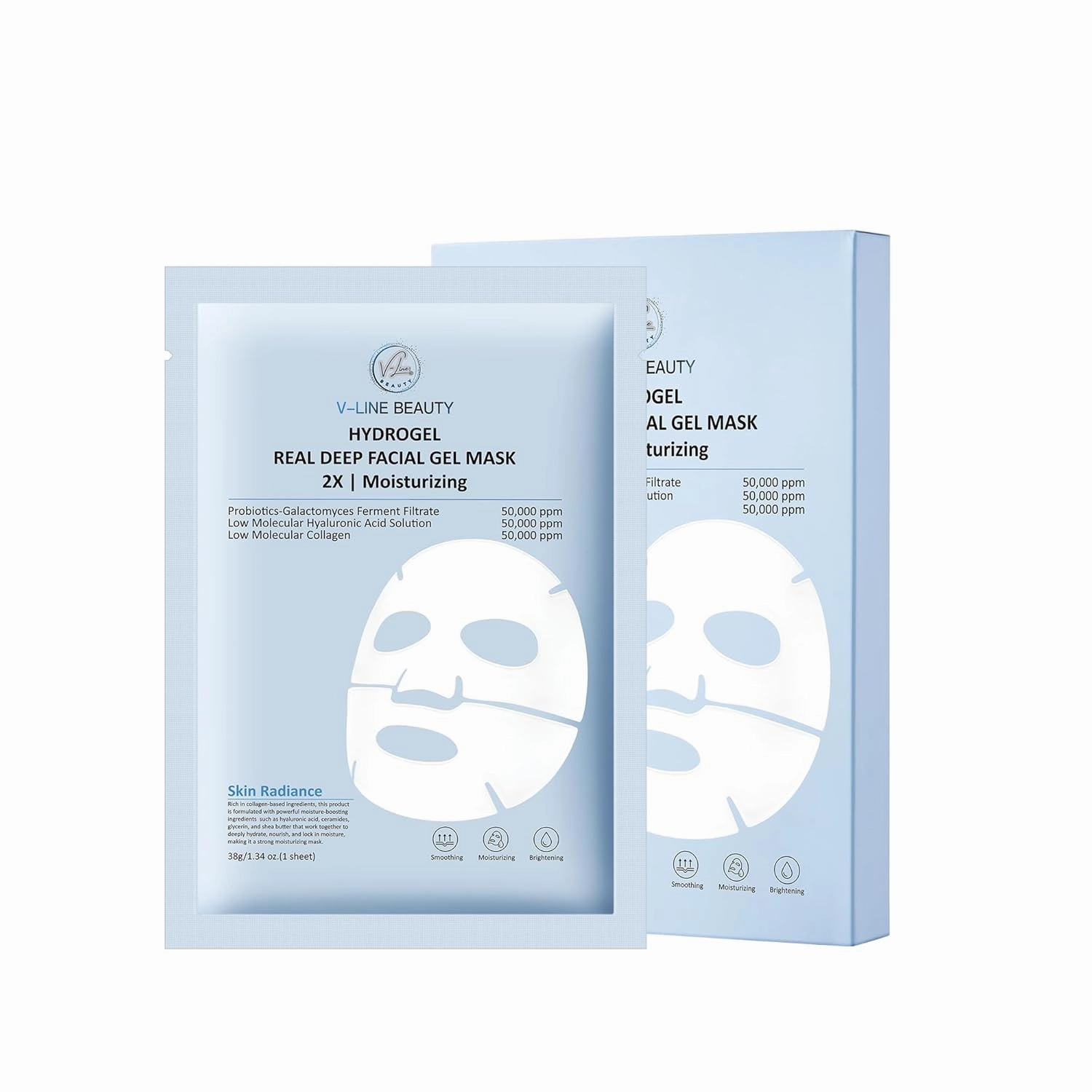 Deep Hydrating Hydrogel Overnight Face Mask, Smoothing, Moisturizing, Brightening 38g x 5ea (5)