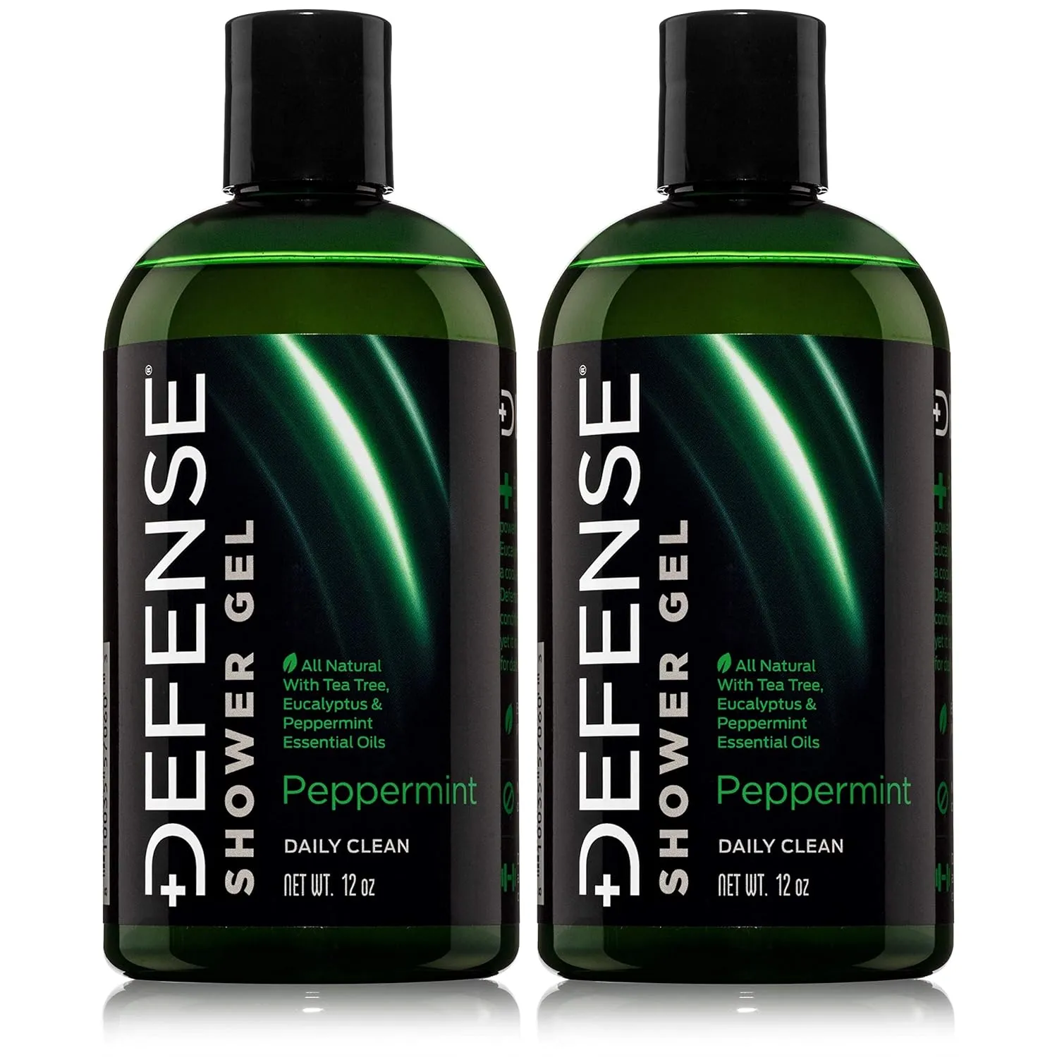 Defense Soap Organic Peppermint Body Wash | All Natural Mint Shower Gel with Tea Tree Oil, Eucalyptus Oil. Wrestling Inspired, For All Mens & Womens Skin Types. 12 oz (Pack of 2)