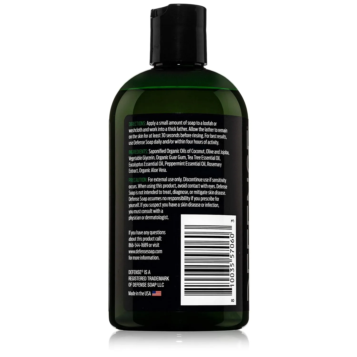 Defense Soap Organic Peppermint Body Wash | All Natural Mint Shower Gel with Tea Tree Oil, Eucalyptus Oil. Wrestling Inspired, For All Mens & Womens Skin Types. 12 oz (Pack of 2)