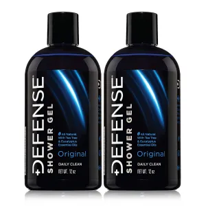 Defense Soap Organic Tea Tree Body Wash | All Natural Shower Gel with Tea Tree Oil, Eucalyptus Oil, and Aloe Vera. Wrestling Inspired, For All Mens & Womens Skin Types. 12 oz (Pack of 2)