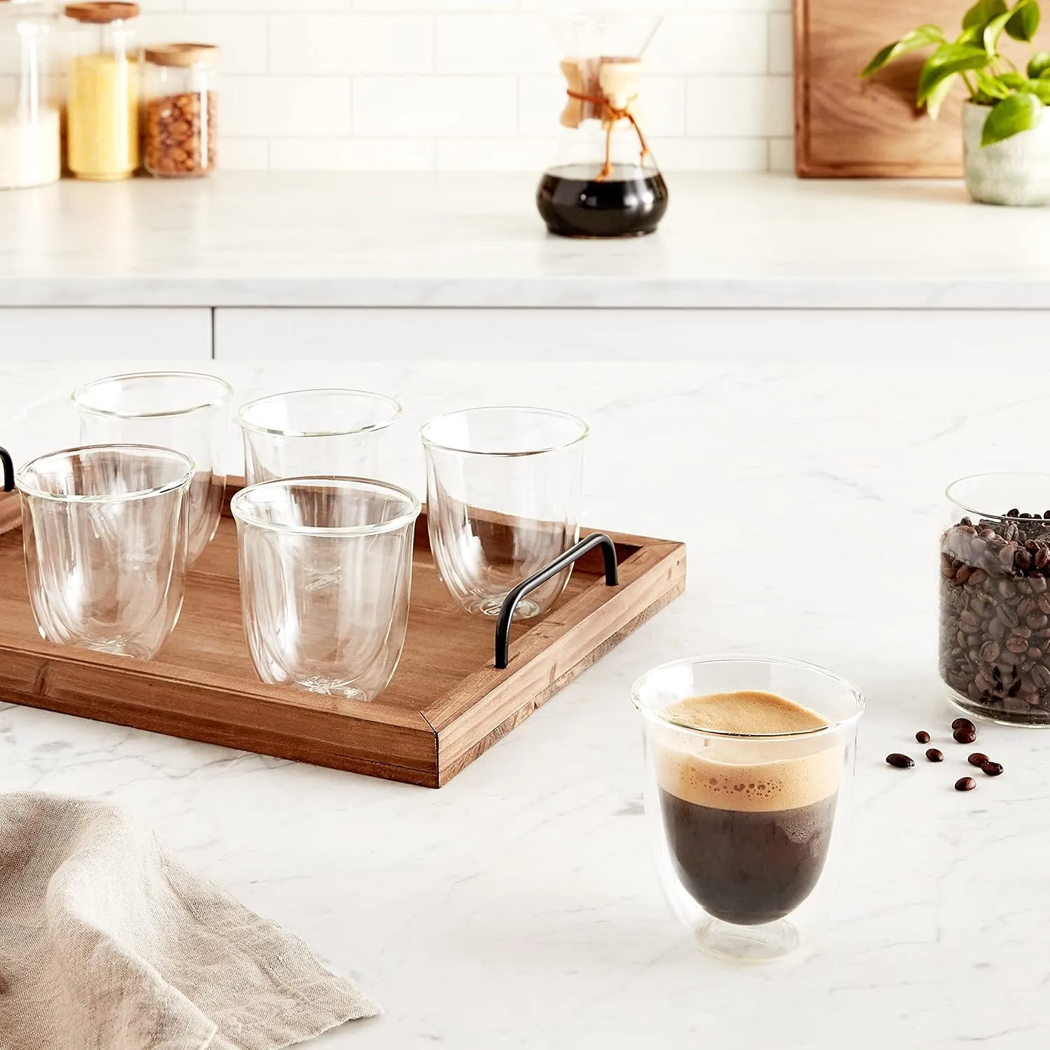De'Longhi America 5513296661 Creamy Collection Double Walled Thermo Cappuccino Glasses (Set of 6), Clear