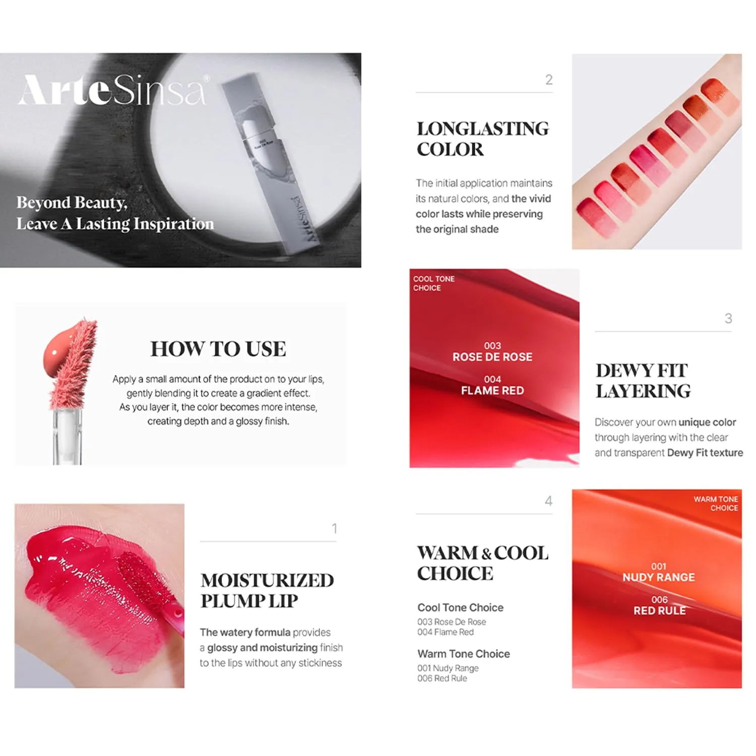 Dewy Fit Tint – 8 Colors | Non-Sticky, Buildable Shine with Vivid Color | Long-Lasting & Moisturizing for a Plump, Glossy Finish | K-Beauty Lip Color (#003 Rose De Rose, 0.1 Fl Oz)