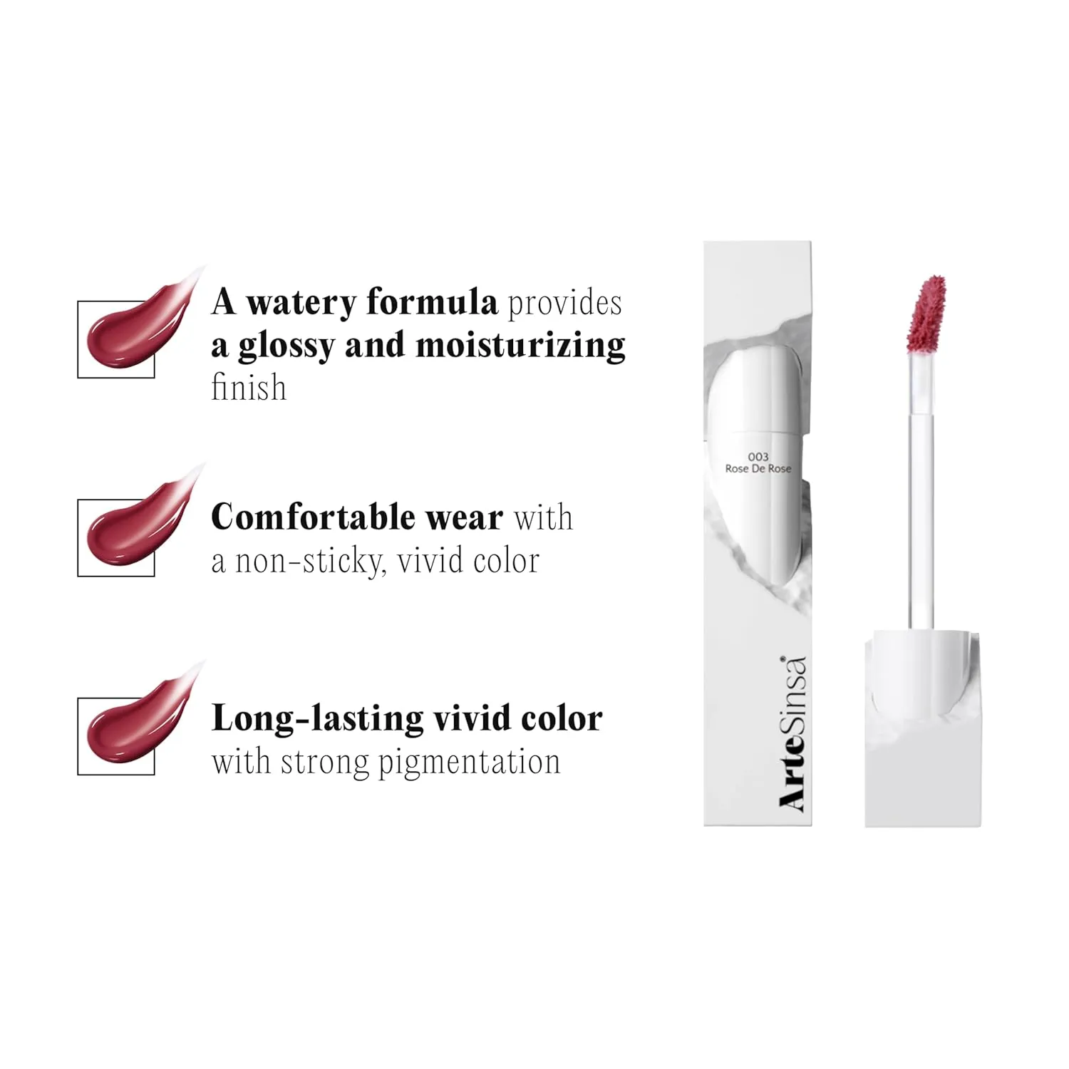 Dewy Fit Tint – 8 Colors | Non-Sticky, Buildable Shine with Vivid Color | Long-Lasting & Moisturizing for a Plump, Glossy Finish | K-Beauty Lip Color (#003 Rose De Rose, 0.1 Fl Oz)