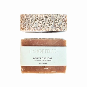 Dewy Rose Exfoliating Body Soap bar/rose petals infused olive oil/kaolin clay / 5oz / Immortelle Soap and Body/housewarming gift/handmade
