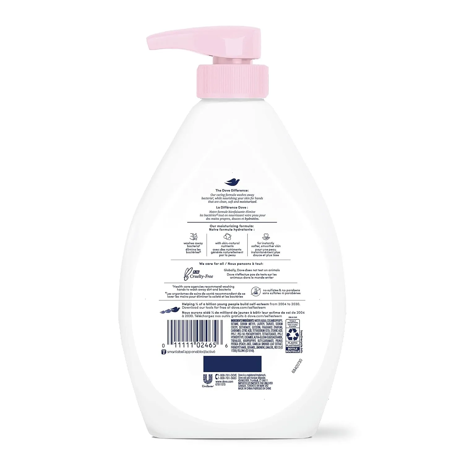 Dove Hand Wash Hygiene and Care For Hands White Peach and Tea Washes Away Bacteria and Locks In Moisture 18.5 oz 4 Count