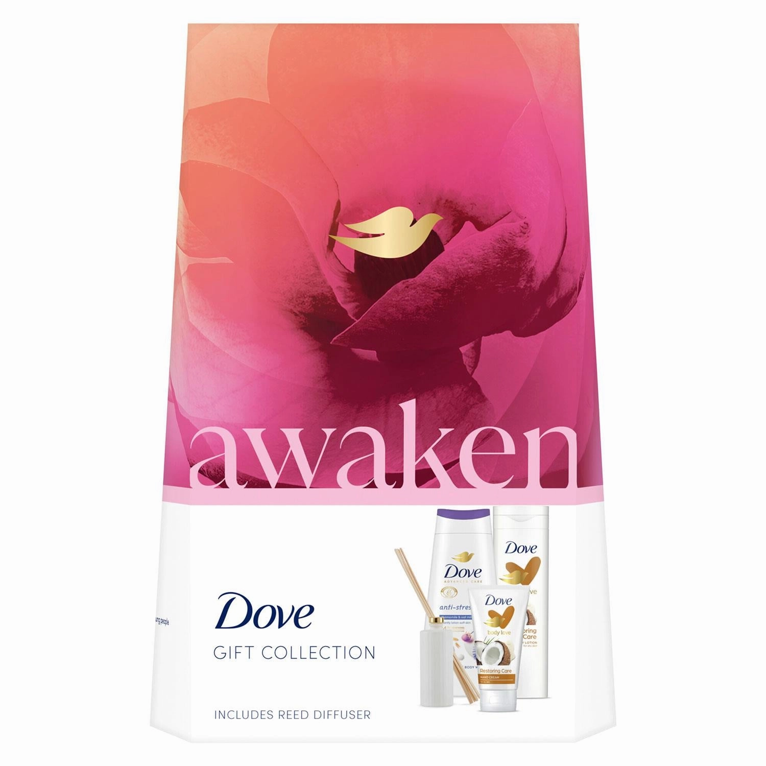 Dove Awaken Gift Collection 3 Pieces Gift Set for Her with Reed Diffuser