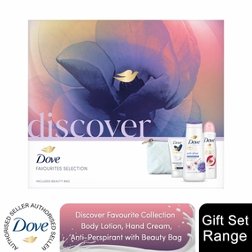 Dove Discover Favourites Selection 3 Pieces Gift Set for Her with Beauty Bag