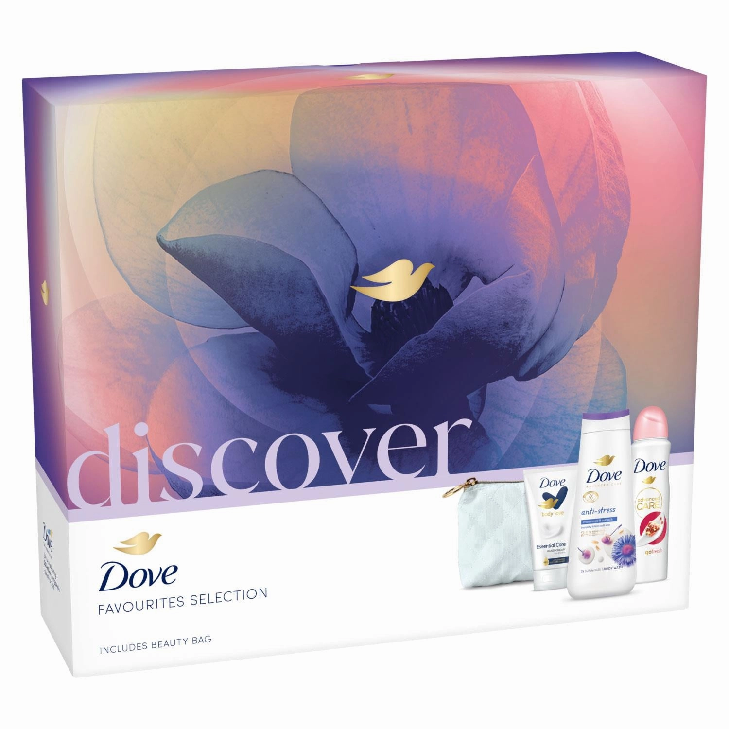 Dove Discover Favourites Selection 3 Pieces Gift Set for Her with Beauty Bag