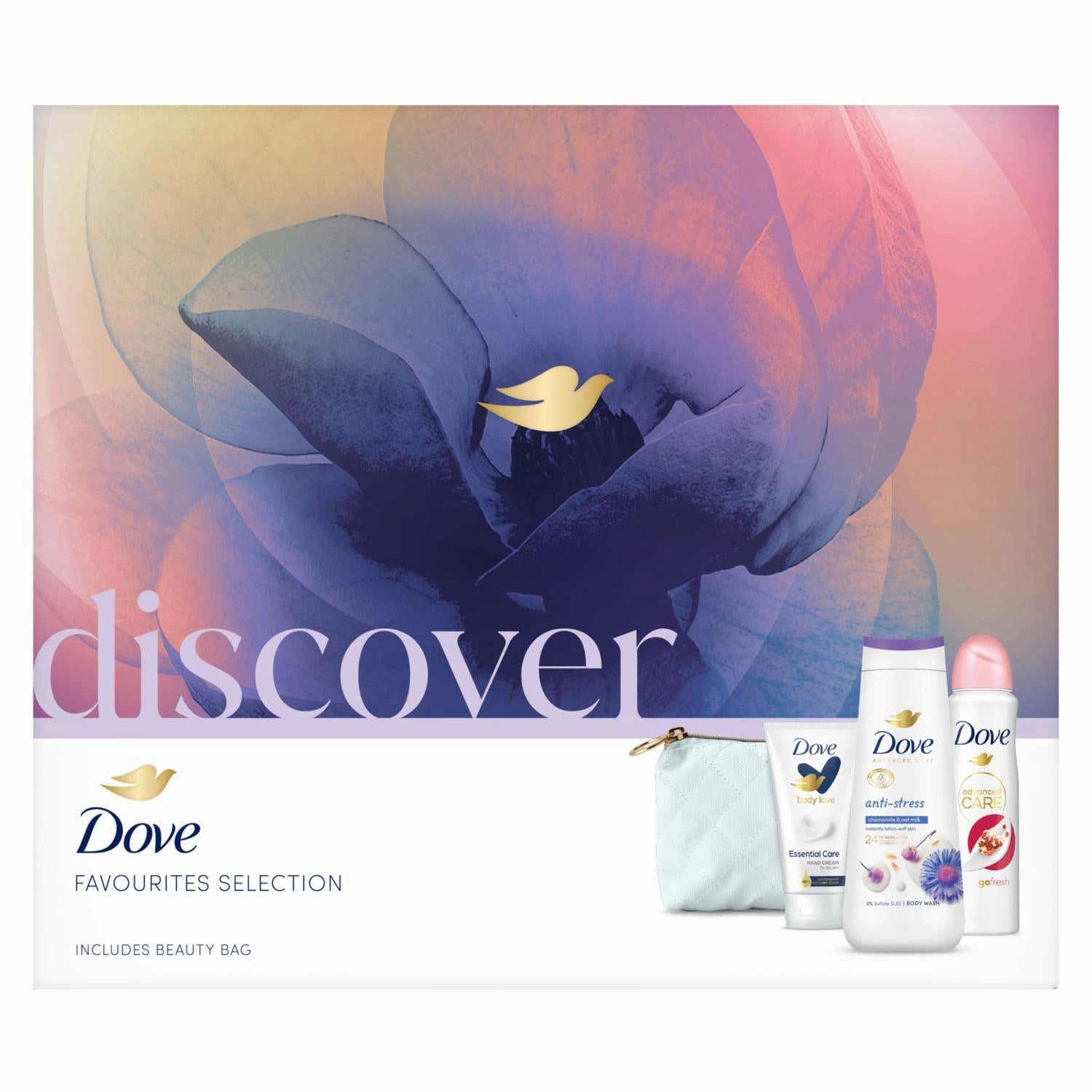 Dove Discover Favourites Selection 3 Pieces Gift Set for Her with Beauty Bag