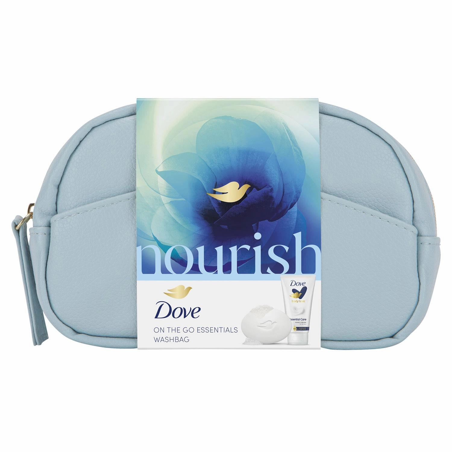 Dove Nourish On The Go Essential Beauty Bar & Handcream Gift Set with Beauty Bag