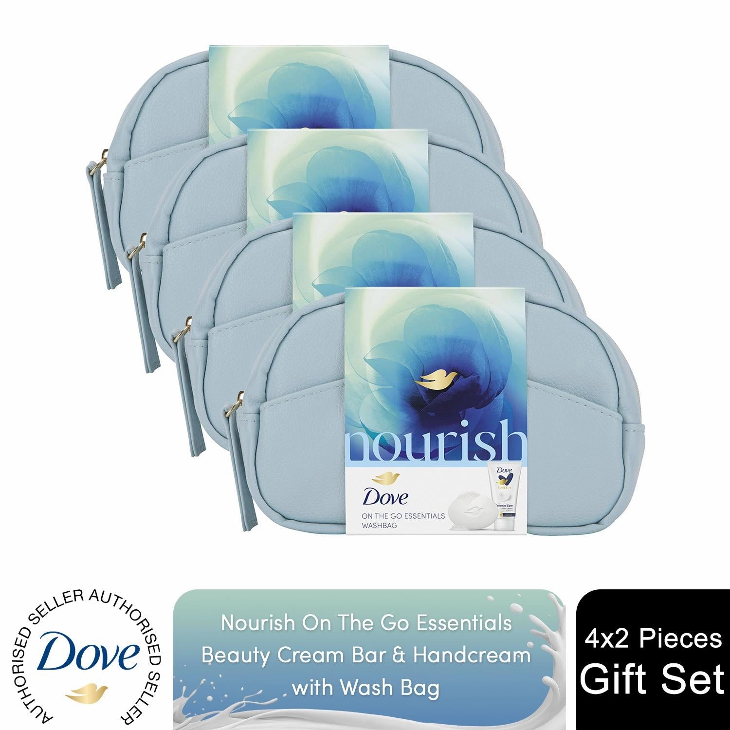 Dove Nourish On The Go Essential Beauty Bar & Handcream Gift Set with Beauty Bag