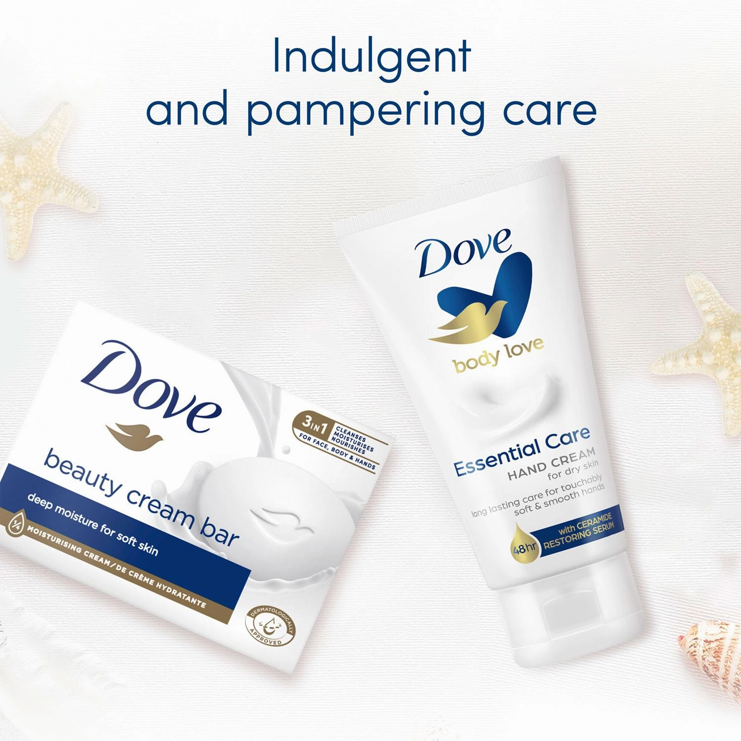 Dove Nourish On The Go Essential Beauty Bar & Handcream Gift Set with Beauty Bag