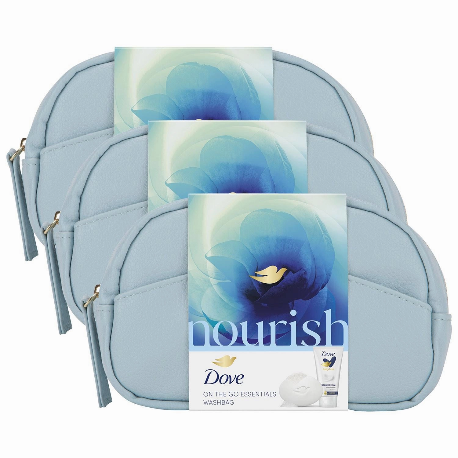 Dove Nourish On The Go Essential Beauty Bar & Handcream Gift Set with Beauty Bag