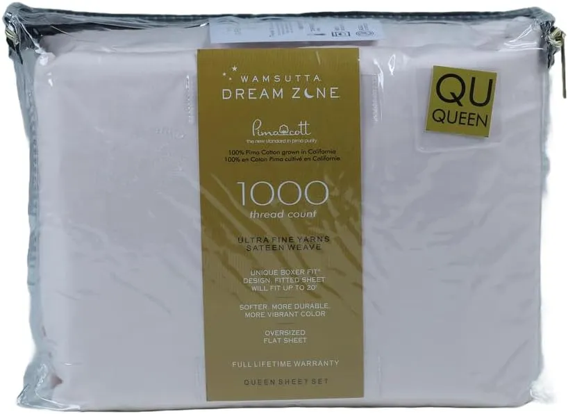 Dream Zone 1000 Thread Count PimaCott Queen Sheet Set in Blush (Blush,Queen)