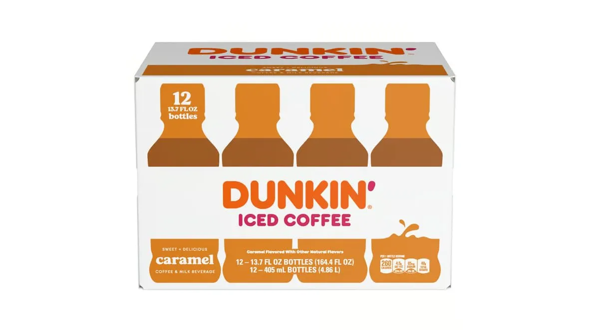 Dunkin Donuts Iced Coffee, Original Caramel, 13.7 Fluid Ounce (Pack of 12) HOOP 'TIL IT HURTS! Pack