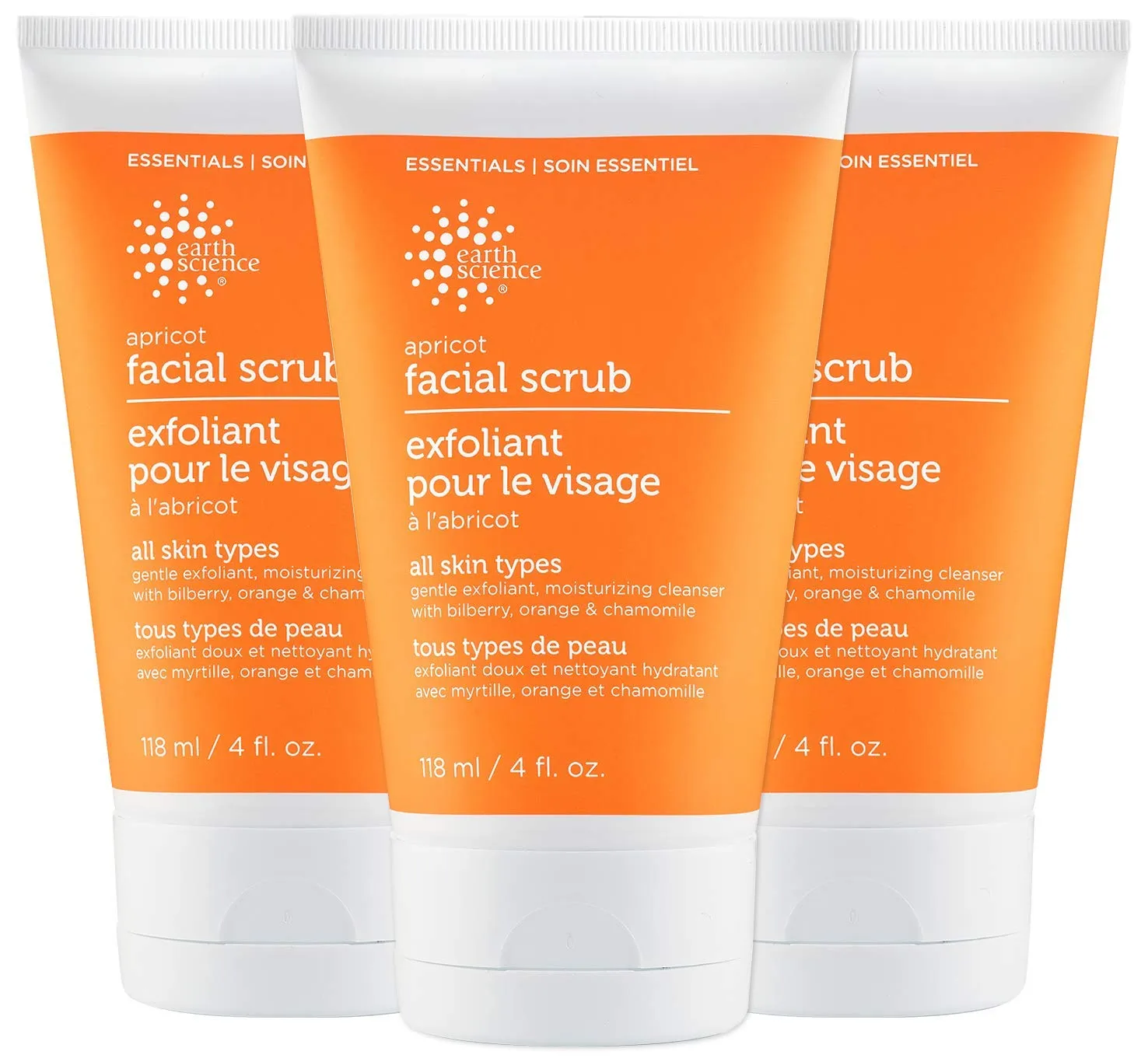 EARTH SCIENCE - Apricot Gentle Exfoliating Facial Scrub for All Skin Types (3 pk, 4 oz.)