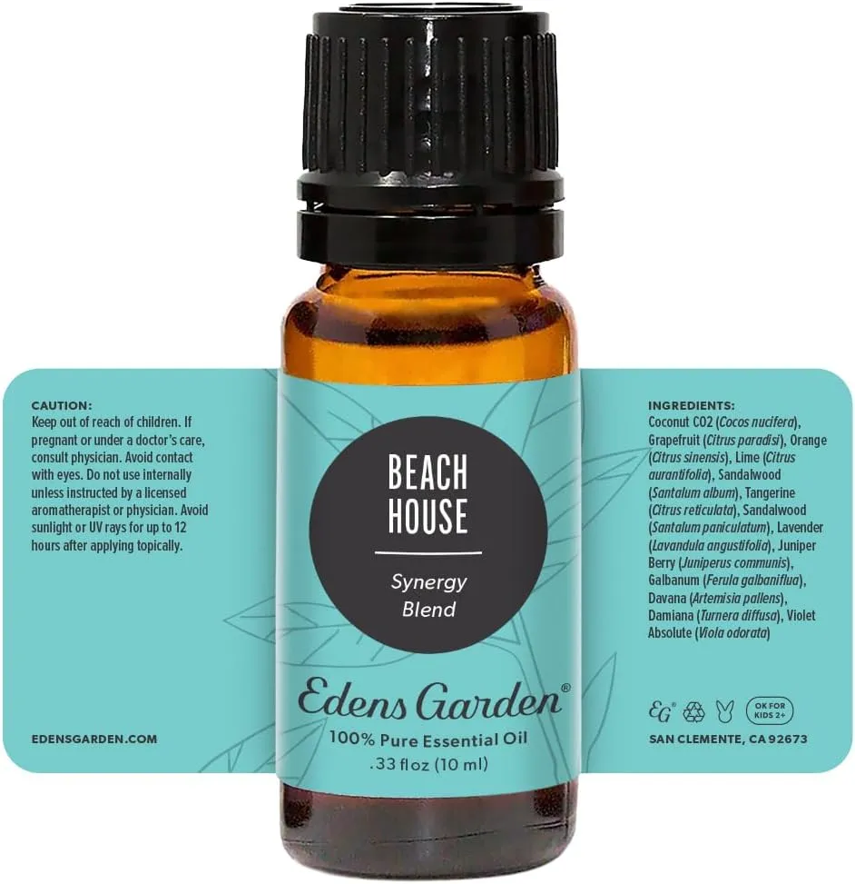 Edens Garden Beach House Essential Oil Blend- 100% Pure Premium Grade, Undiluted, Natural, Therapeutic, Aromatherapy, The Best for Diffusing, Kid Safe, Laundry, Hair 10 ml (.33 fl oz)