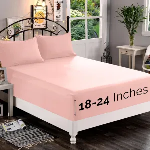 Elegant Comfort 1500 Premium Quality Fitted Sheet Ultra Soft 18-24 Inch Extra Deep Pocket - Single Fitted Sheet for High Mattress - Wrinkle Free with Smart Storage Pockets, Twin/Twin XL, Blush