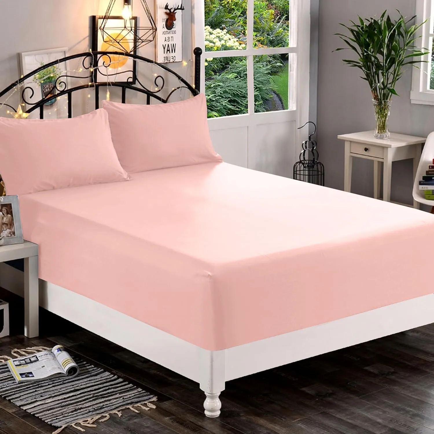 Elegant Comfort 1500 Premium Quality Fitted Sheet Ultra Soft 18-24 Inch Extra Deep Pocket - Single Fitted Sheet for High Mattress - Wrinkle Free with Smart Storage Pockets, Twin/Twin XL, Blush