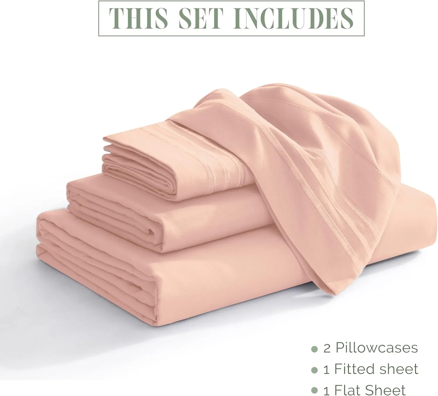 Elegant Comfort Luxury 1500 Premium Hotel Quality Microfiber 4-Piece Sheet Set - Soft, All Around Elastic 18-24 Inches Deep Fitted Sheet - Extra Deep Pocket Sheets, King, Blush