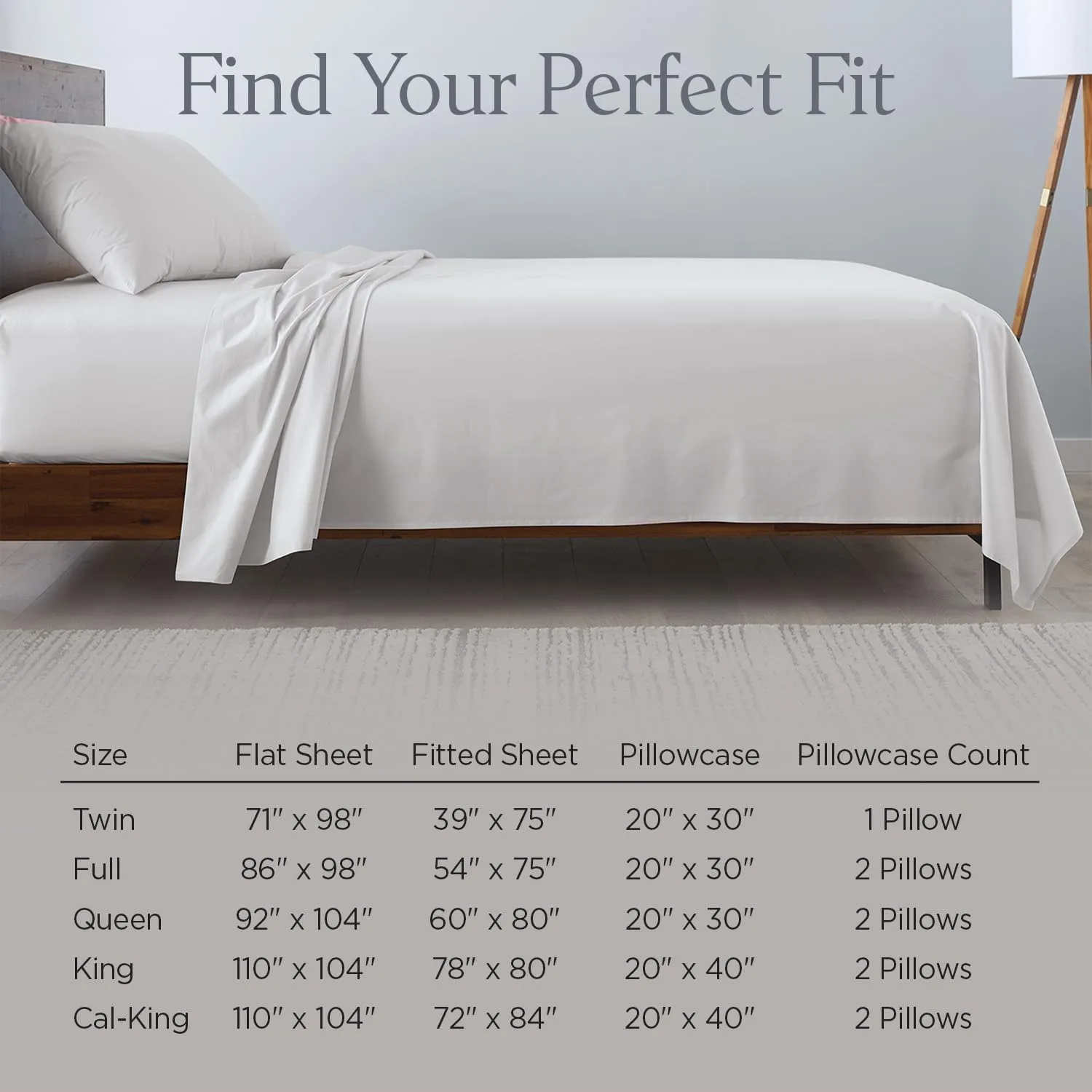 Ella Jayne Cotton Percale Sheets California King (4 Pieces) Permium 100% Cotton Percale TC300, Hotel Luxury Collection, Deep Pockets and Cooling California King Percale Sheets (Light Grey)