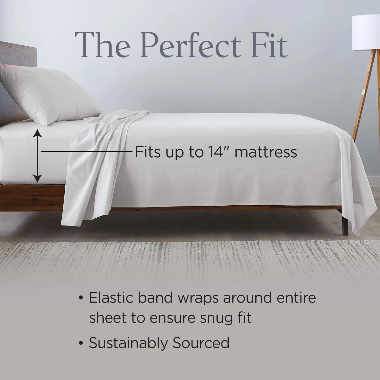 Ella Jayne Cotton Percale Sheets California King (4 Pieces) Permium 100% Cotton Percale TC300, Hotel Luxury Collection, Deep Pockets and Cooling California King Percale Sheets (Light Grey)