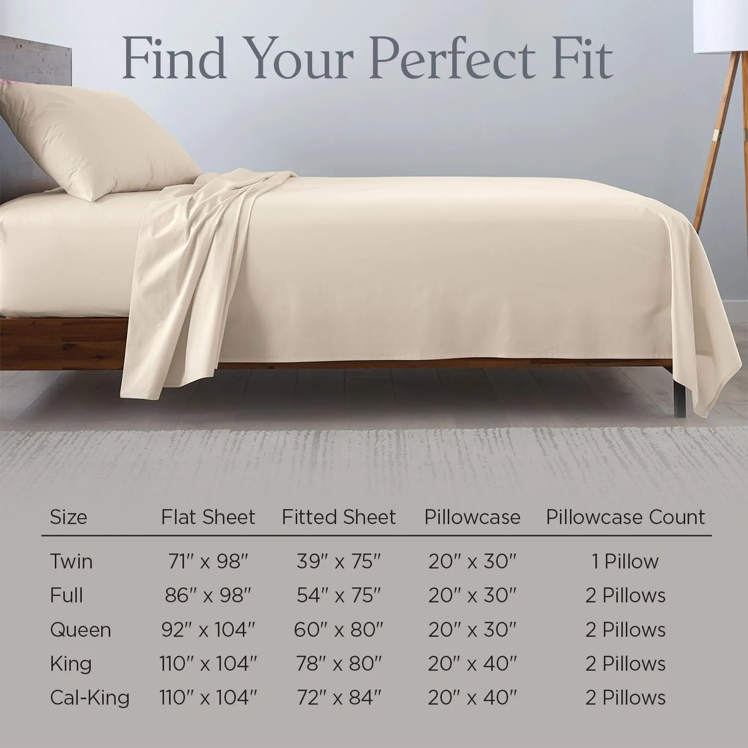 Ella Jayne Cotton Percale Sheets California King (4 Pieces) Permium 100% Cotton Percale TC300, Hotel Luxury Collection, Deep Pockets and Cooling California King Percale Sheets (Sand)