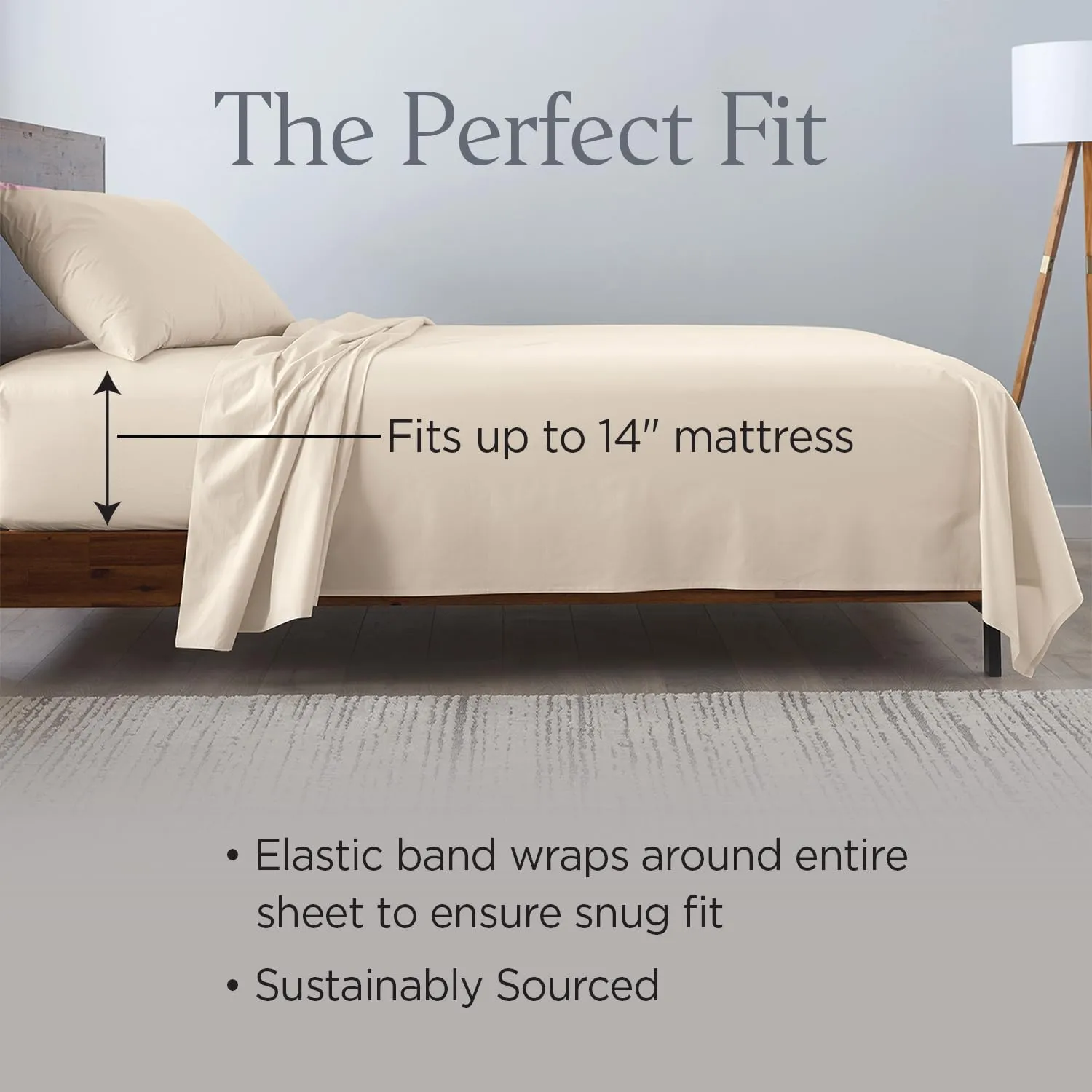 Ella Jayne Cotton Percale Sheets California King (4 Pieces) Permium 100% Cotton Percale TC300, Hotel Luxury Collection, Deep Pockets and Cooling California King Percale Sheets (Sand)