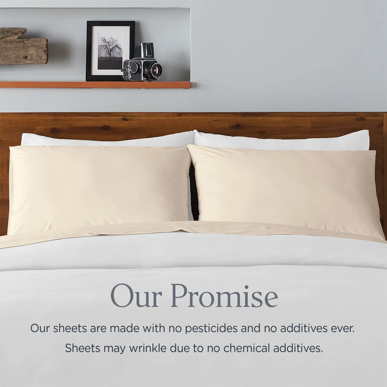 Ella Jayne Cotton Percale Sheets California King (4 Pieces) Permium 100% Cotton Percale TC300, Hotel Luxury Collection, Deep Pockets and Cooling California King Percale Sheets (Sand)