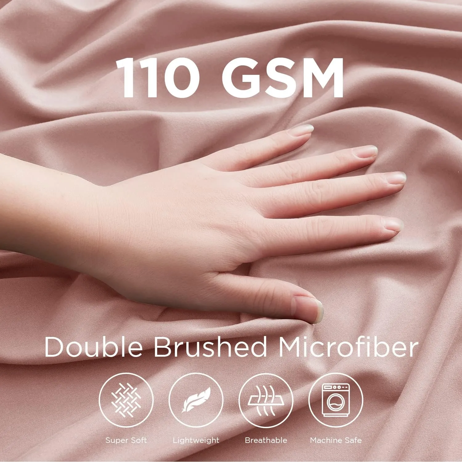 Empyrean Extra Deep Queen Fitted Sheet - Soft Microfiber 110 GSM, Deep Pocket, Corner Straps - Pale Blush